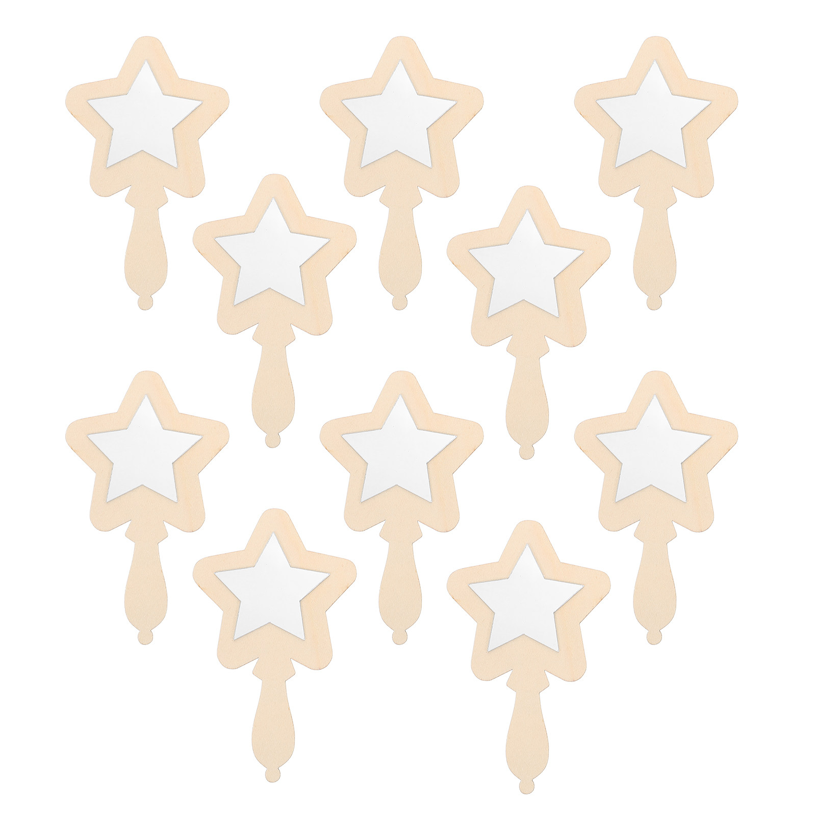 Art And Craft For Nursery - 10Pcs Wooden Small Mirrors Unpainted Star