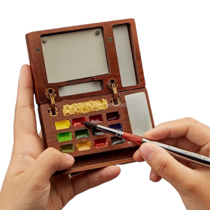 Travel Painting Box Solid Wood - Gouache Paint Set review and price
