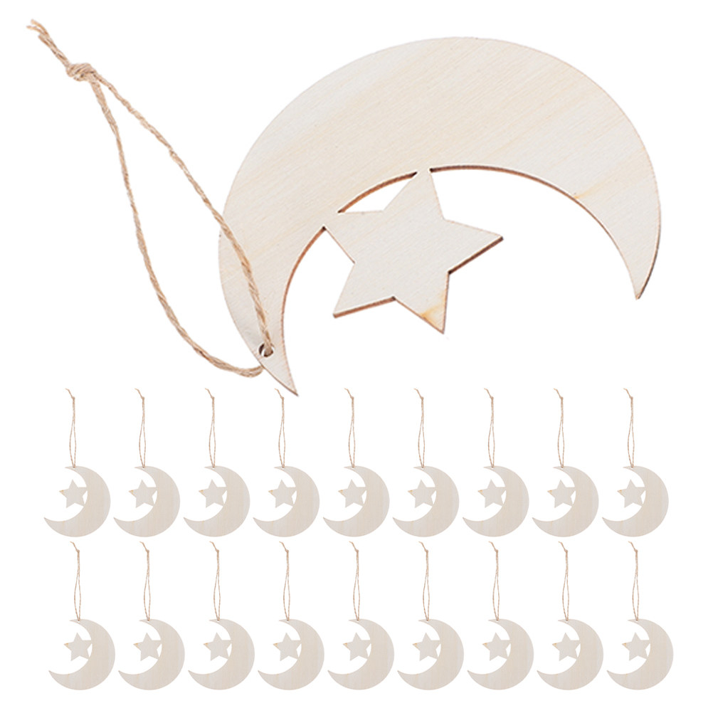 40pcs Natural Wood Moon & Star - Art And Craft For Nursery review and price